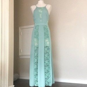 Sage green Rose Panel Lace Maxi Summer Dress